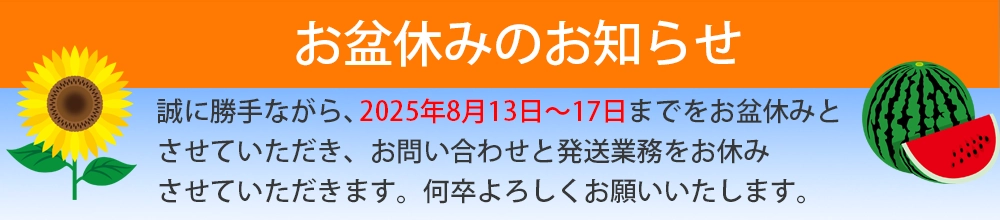 ワイルドワン オンラインストア
                                            お盆休み(8/13～8/17)のお知らせ
                                        