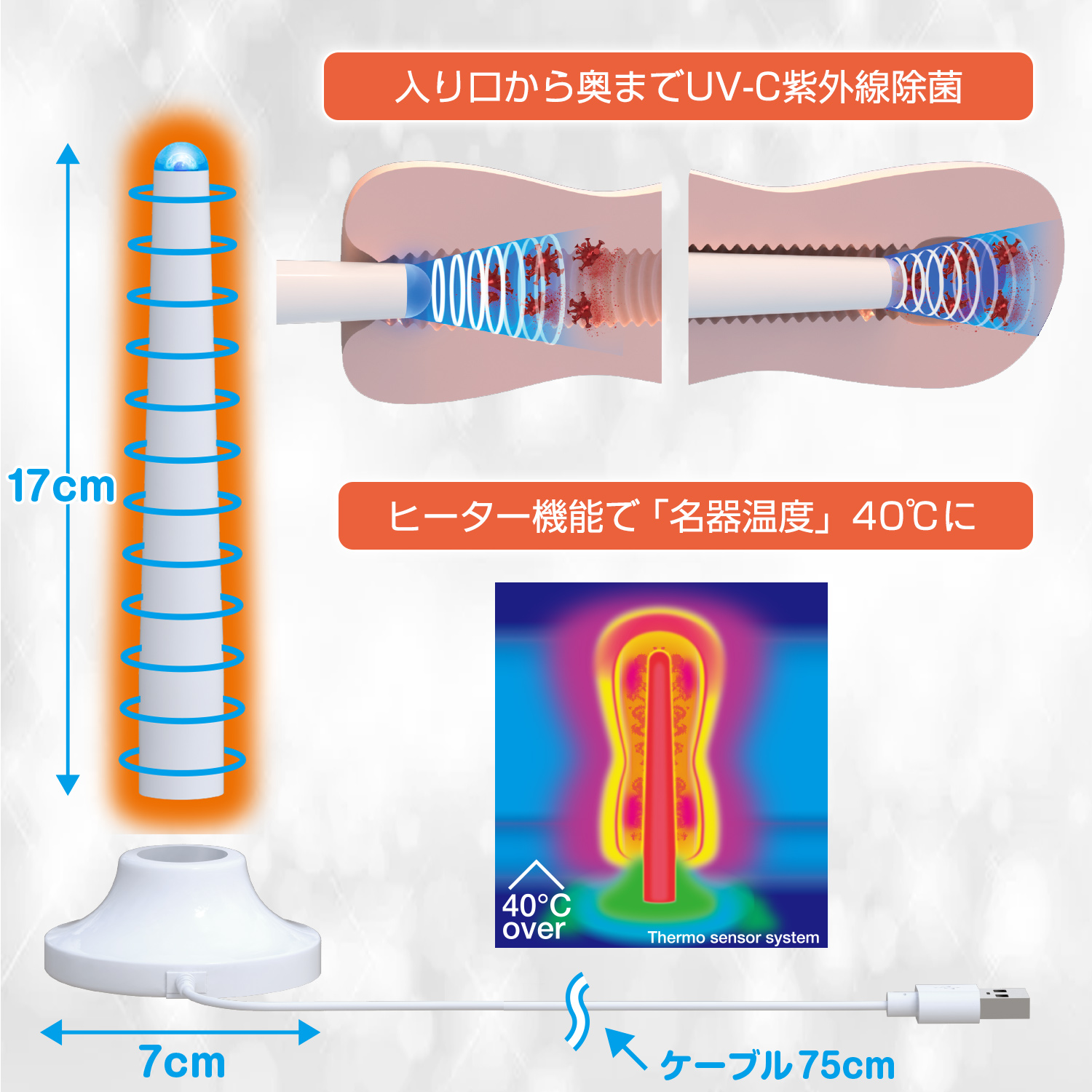 UV-Cオナホウォーマー(USB充電式・スタンド付)