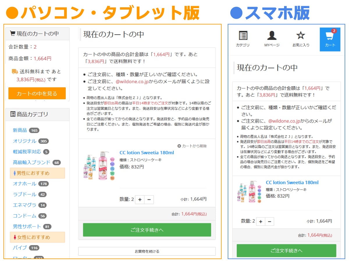 ショッピング画面操作方法その2